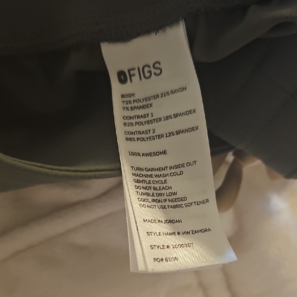 Figs Zamora High Waisted Scrubs- Moss Color, Small- Regular - Picture 4 of 5